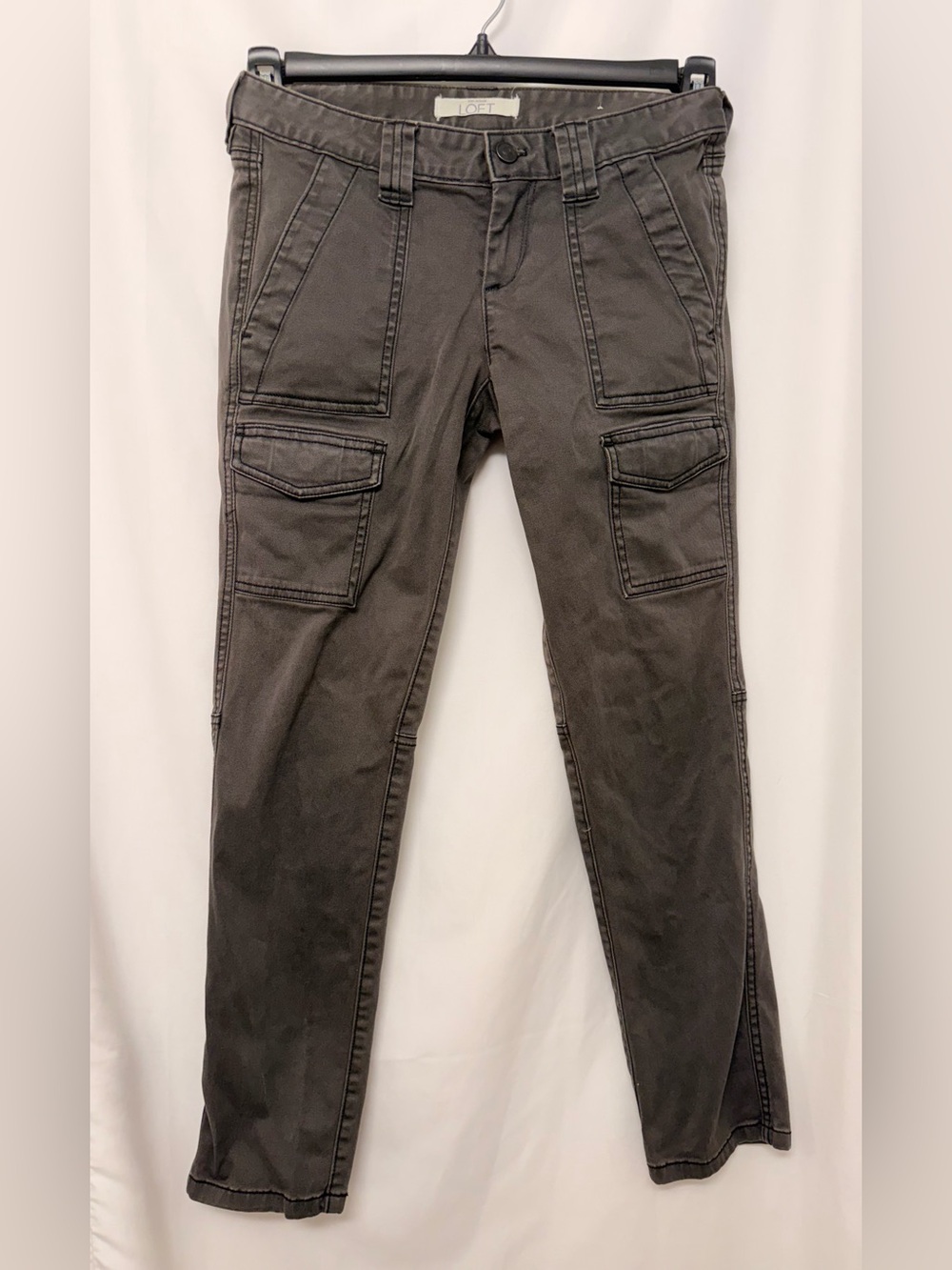 Ann Taylor LOFT Marisa Cargo Pants Gray Size 0P Petite Utility Slim Stretch